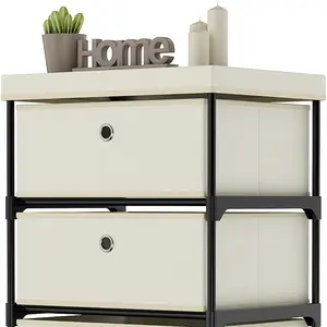 Dresser with 4 Storage Drawers, Fabric Storage Chest for Closet, Bedroom, Dorm, Hallway, Clothes Organizer Unit with Fabric Bins (Creamy White)