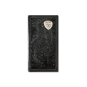 Men's Ariat Rodeo Wallet/Checkbook Cover - Black Floral Embossed