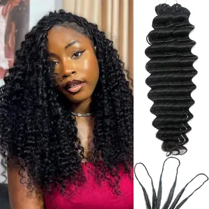 Ssawhair Crochet Deep Wave Human Hair Extensions Knotless Pre-Separated Lightweight Crochet Feather Hair Extensions For Braiding