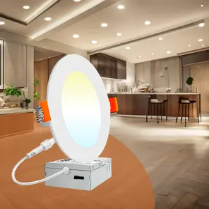 DAYBETTER 6 Inch 5CCT LED Recessed Ceiling Light with Night Light 2700K-5000K Selectable Ultra-Thin 1050LM Dimmable Canless Wafer Downlight ETL FCC Certified