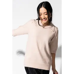 Vivienne Pearl Knit Sweater - Soft, Lightweight, Oversized Fit