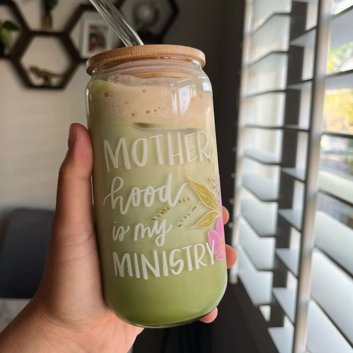 Motherhood is my Ministry Glass cup Drinkware