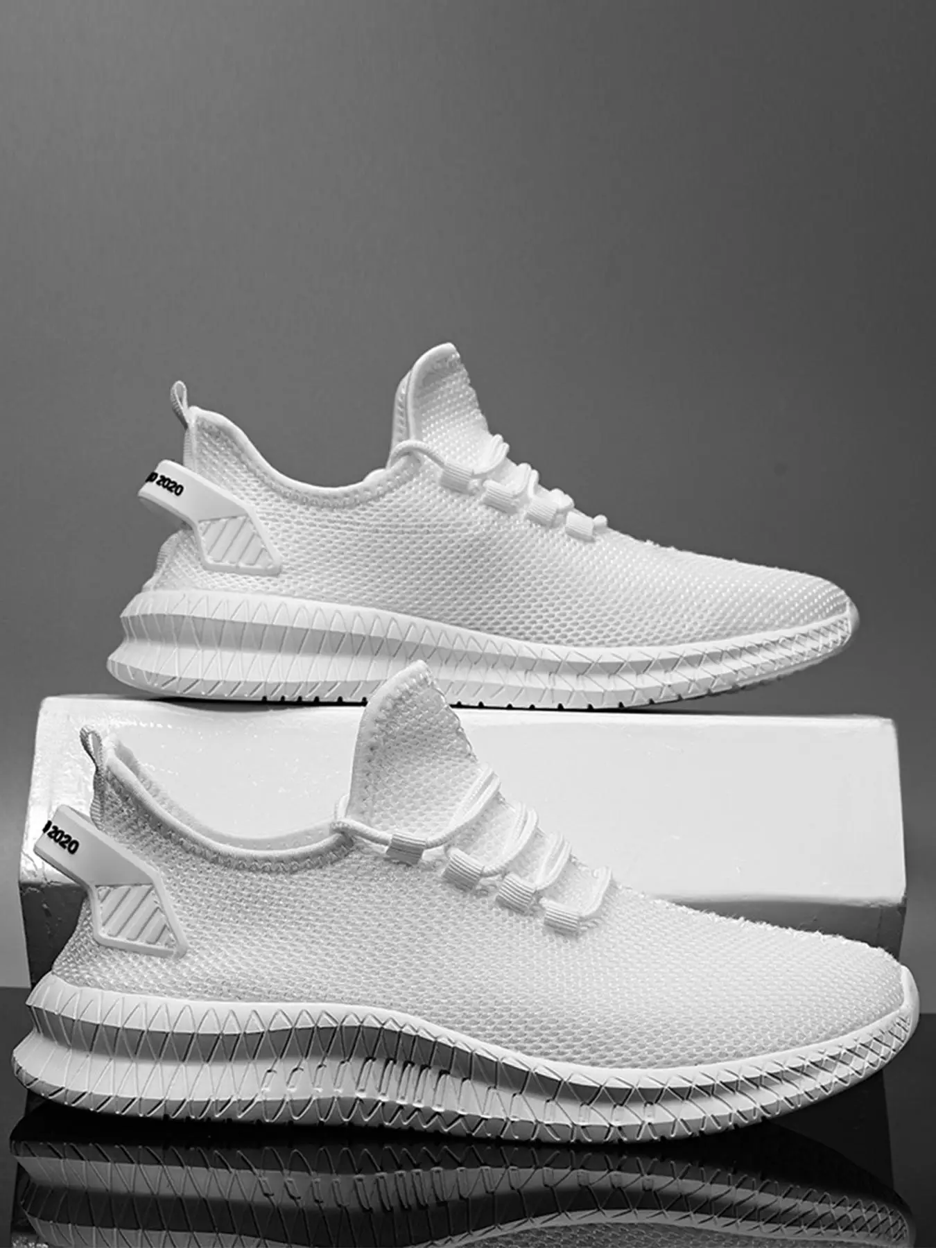 Men's Lace Up Low Top Solid Round Toe Trainers Sneakers, Closed Toe Knit Running Sports Shoes, Boy's Walking Shoes, Athletic Runner Training Footwear