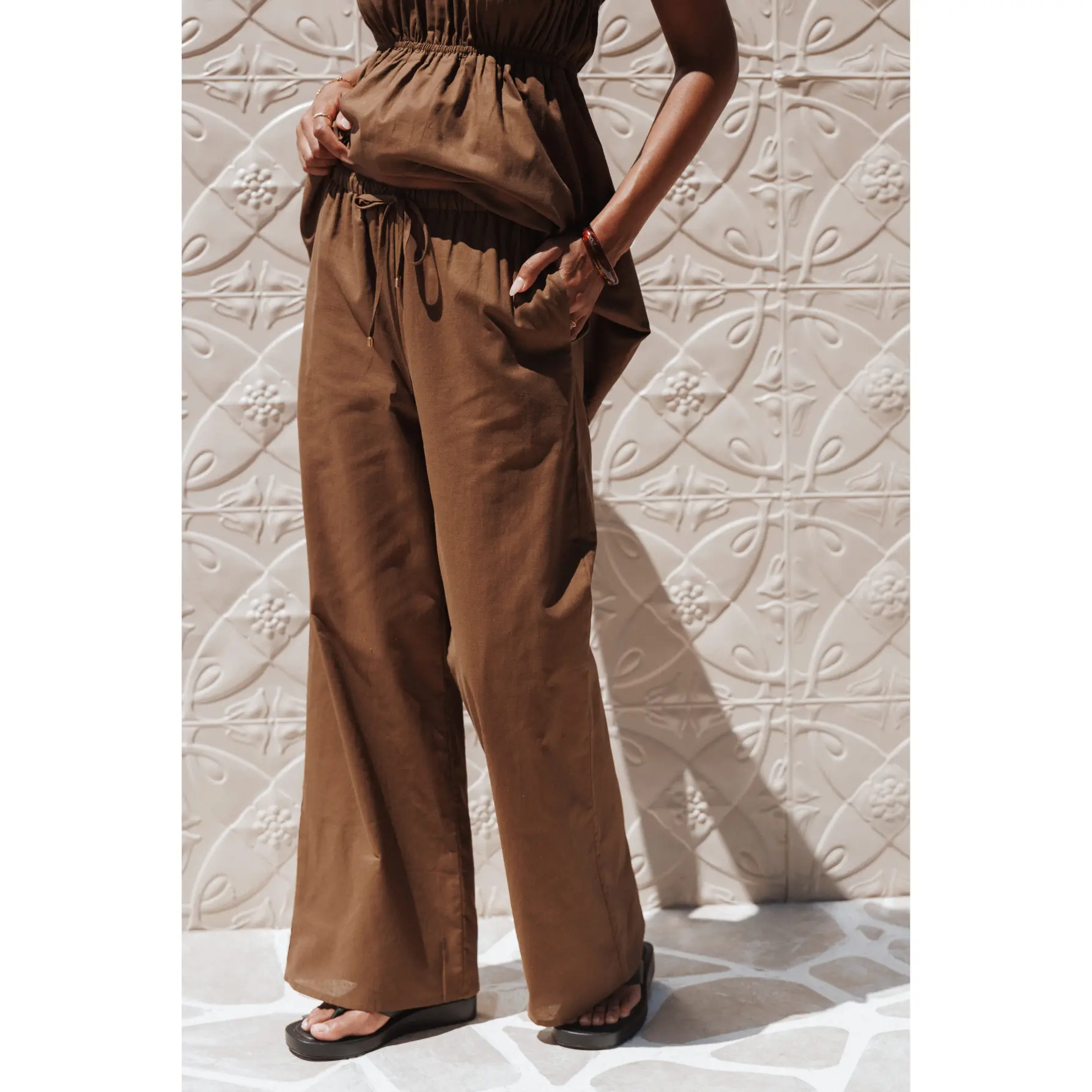 Ember Cotton Pants - Brown