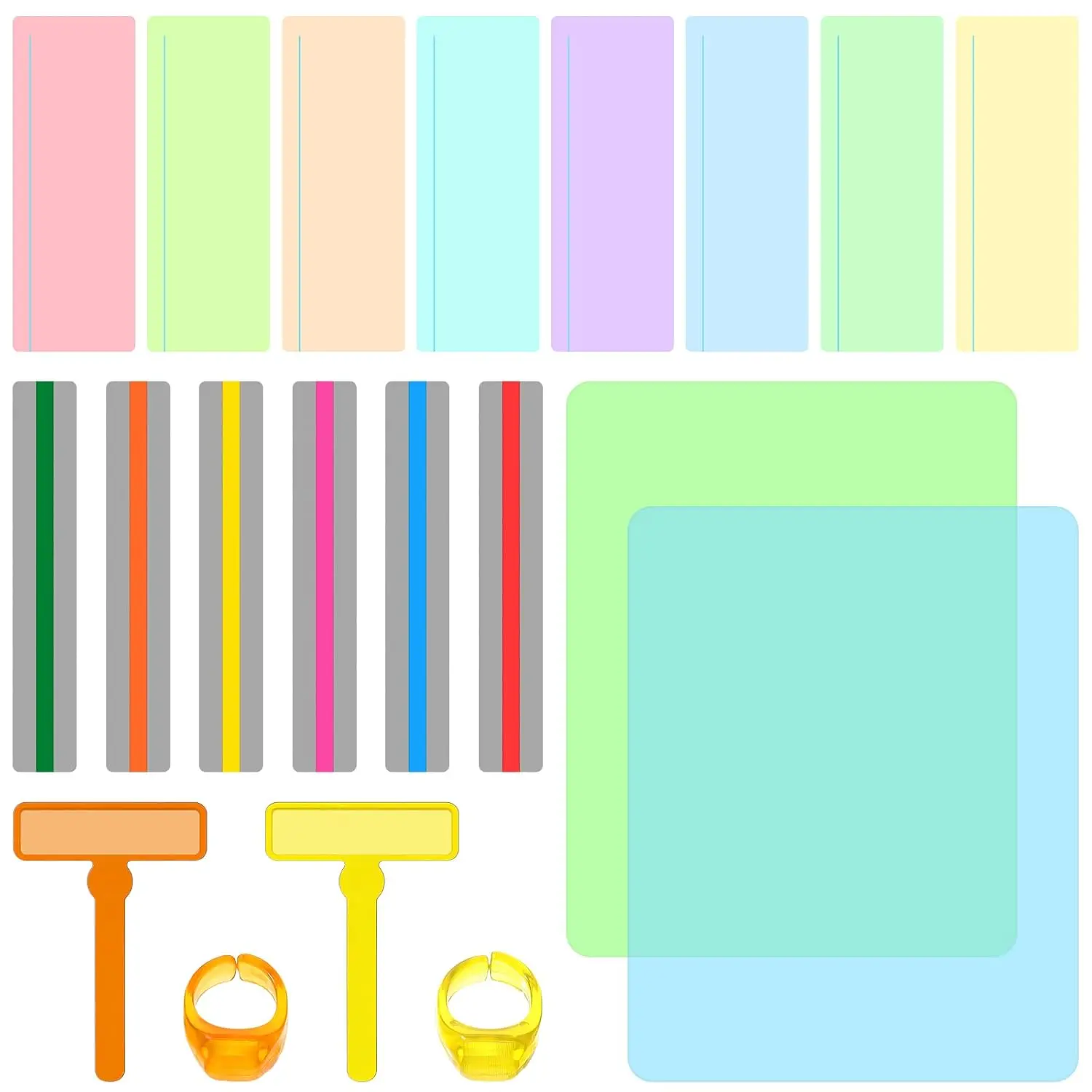 20 count Dyslexia Reading Tools for  Guided Reading Highlight Strips Set Colorful Dyslexia Tools for  with 4 Sizes Readings  for   Highlighter  Readings