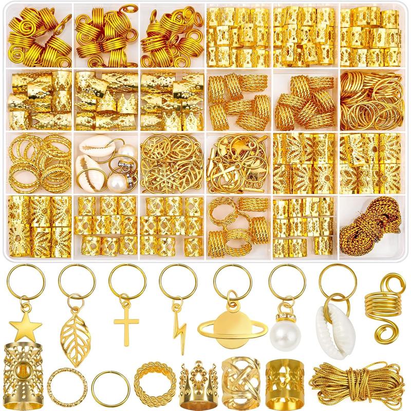 259 Pcs Hair Jewelry for Braids, Loc Jewelry for Hair Dreadlock, Charm Accessories for Women, Metal Gold Braids Rings Cuffs Clips for Dreadlock Accessories Clips Rings Extensions Decorations