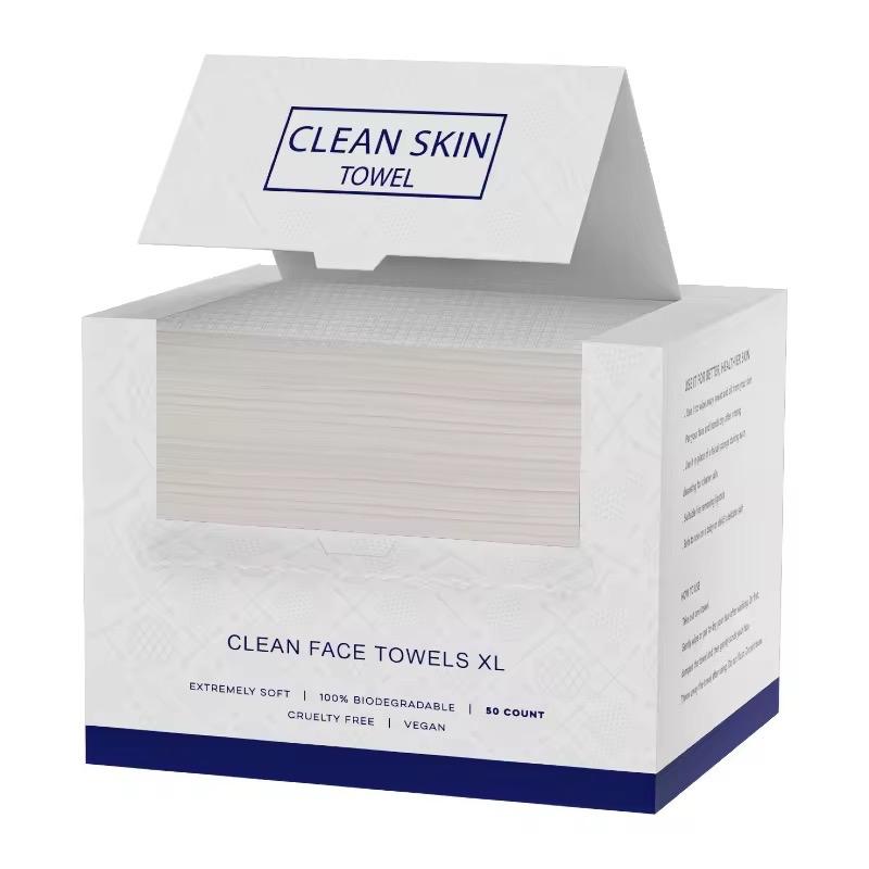 Clean Skin Cleaning Towels XL, USDACertifiedBiobased, ClinicallyAccepted, MakeupRemoval, SensitiveSkincare, 50 Count Resealable Pack, FacialWipes, Cleansing Cleanser, Dry Face Wipe