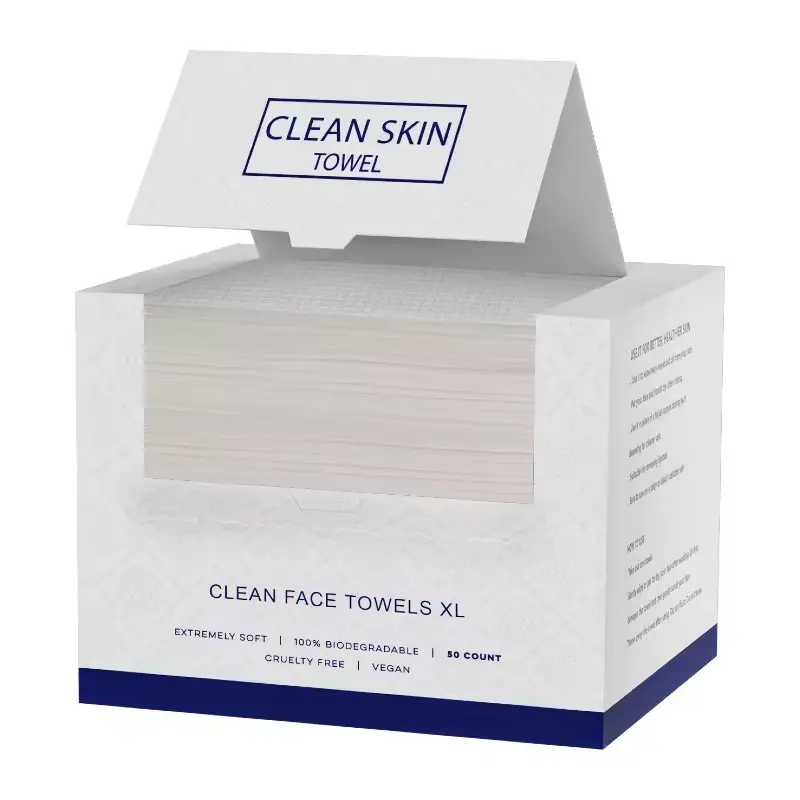 Clean Skin Cleaning Towels XL, USDACertifiedBiobased, ClinicallyAccepted, MakeupRemoval, SensitiveSkincare, 50 Count Resealable Pack, FacialWipes, Cleansing Cleanser, Dry Face Wipe
