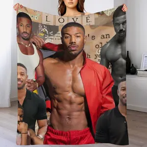 Michael B Jordan Photo Collage Throw Blanket Soft Warm Cozy Fleece Weighted Bed Blanket for Bedroom Living Room Decor Gift for Fans