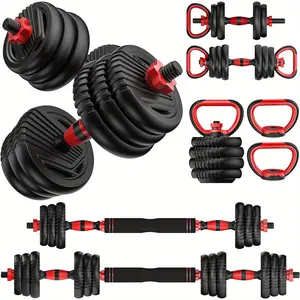 Adjustable Dumbbell Suit 35lbs/55lb/70lbs/90lbs Free Weight Dumbbell, 4 in 1 Weight Suit, Dumbbell, Barbell, Kettlebell, Push-Ups, Home Gym Fitness Exercise Equipment for Men Women
