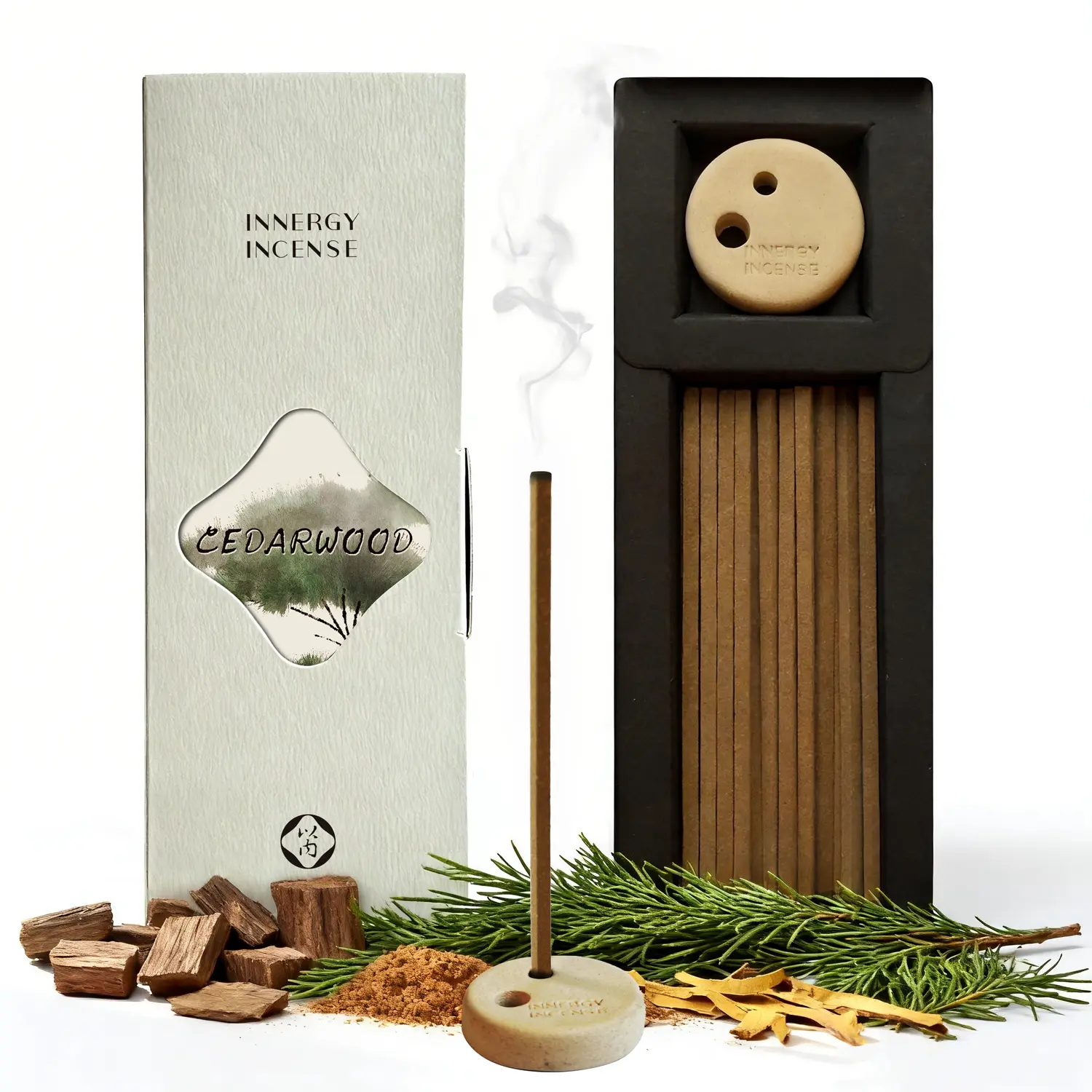 Cedarwood Incense Sticks – All Natural Home Fragrance, No Bamboo Core, 50 Count – Innergy