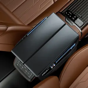 Car Armrest Cushion Set, Central Dual-Door Riser Pad & Memory Foam Elbow Rest, Leather Texture, Storage Layer, Luxury Car Interior