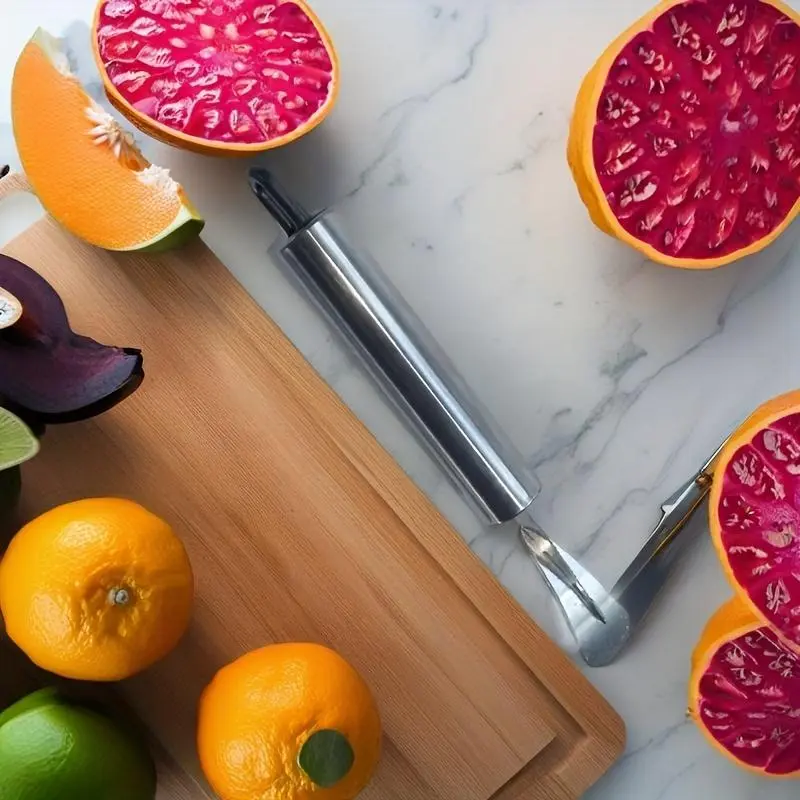 304 Stainless Steel Heavy-Duty Curved Handle Orange Peeler - Ergonomic Kitchen Utensil for Peeling Lemons, Potatoes, Carrots - Suitable for Kitchen & Restaurant Use