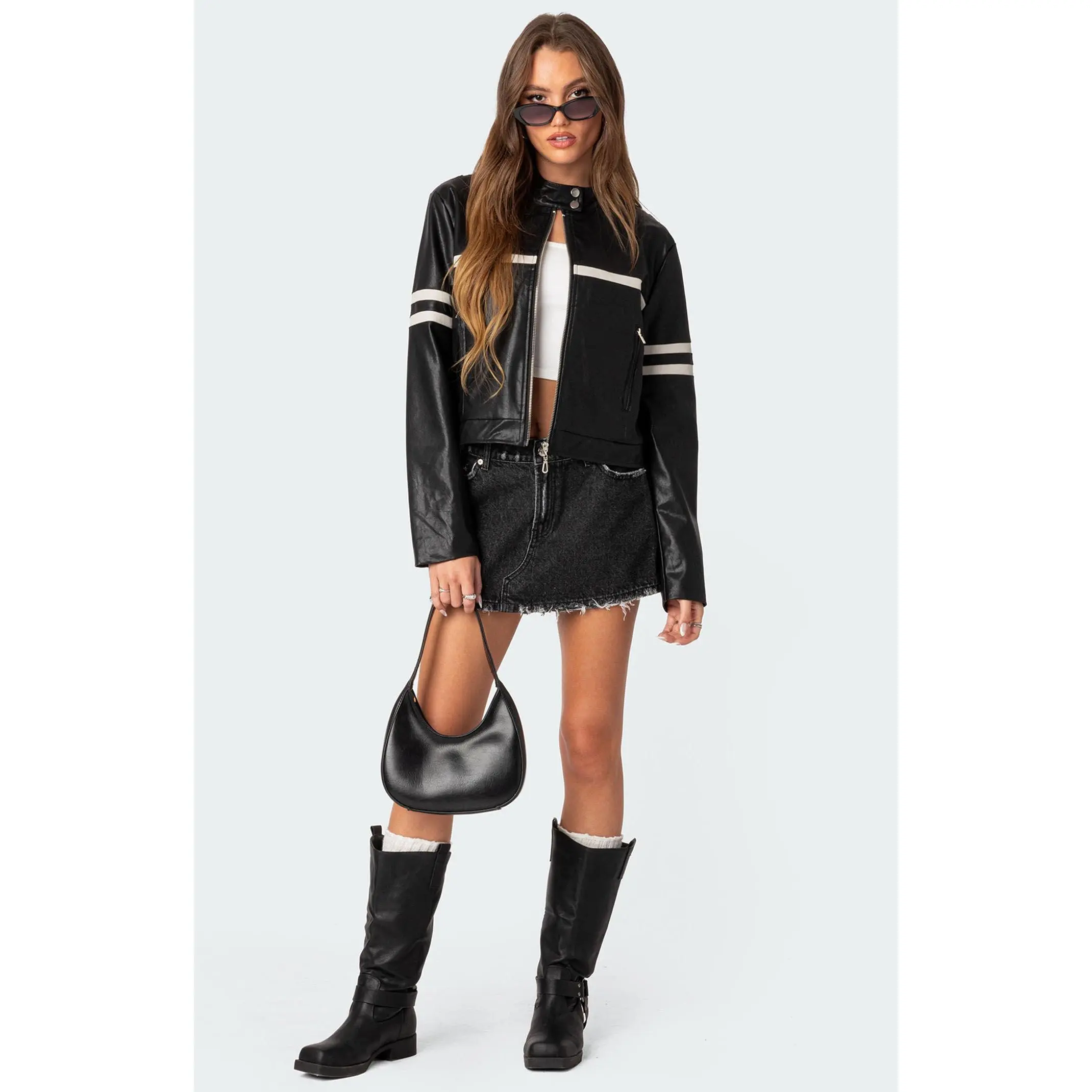 Edikted Women's Rockstar Oversized Faux Leather Jacket