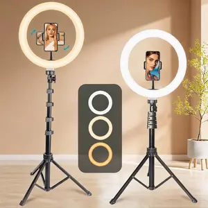 12 Inch Dimmable LED Selfie Ring Light Tripod for iPhone with 3 Lighting Modes & Brightness Control for Remote Work, Product Photography, Social Media Content & DIY Video Projects(1pc)#SummerVibes