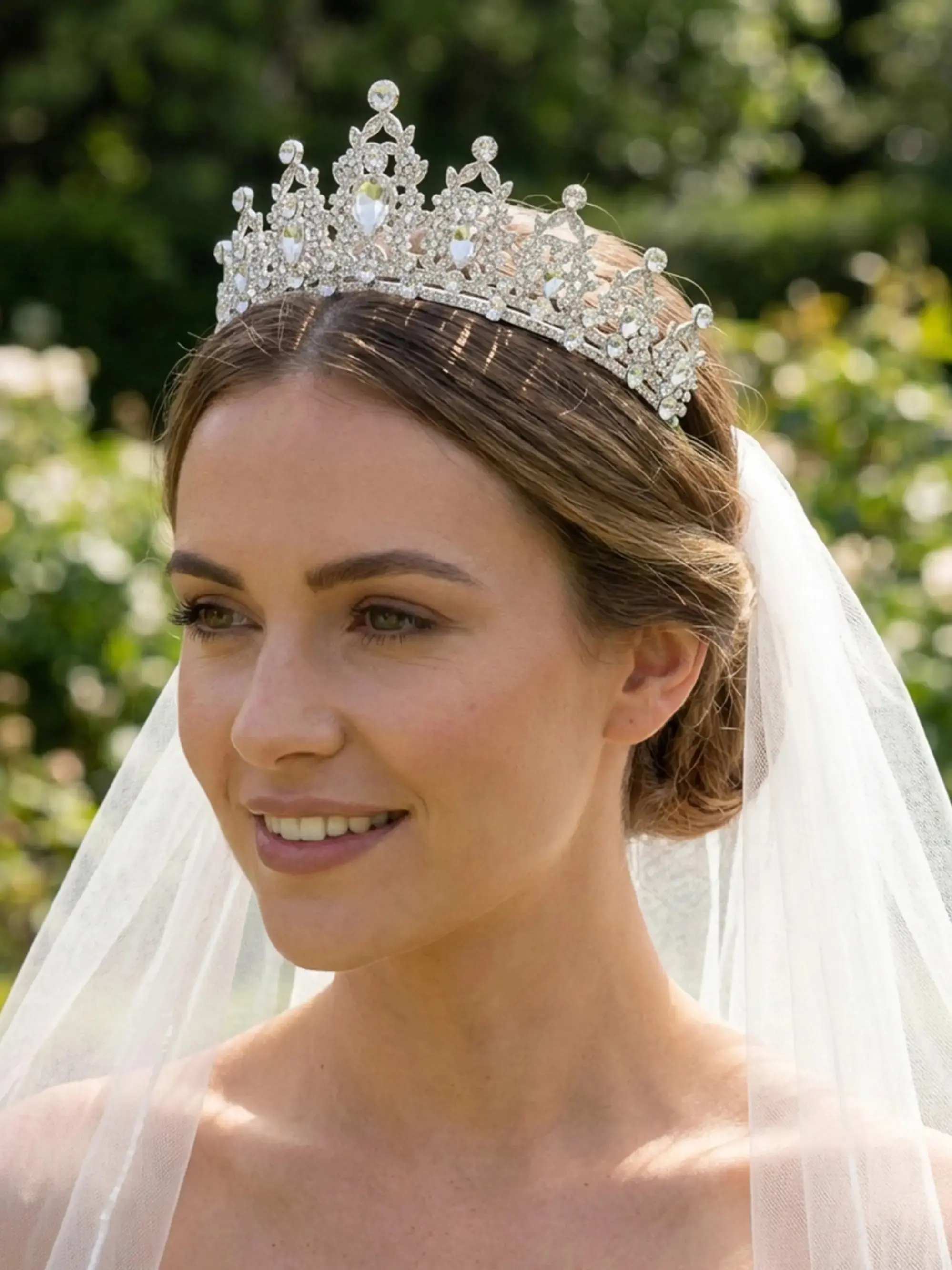 Women's Elegant Rhinestone Crown, Exquisite Trendy Bridal Crown, Chic Gorgeous Hair Accessories, Bridal Accessory, Elegant Crown Design for Wedding Party Decor Tiara