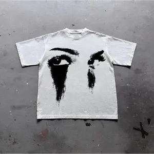 Mens Cotton Graphic T Shirt Black And White Eye Print Streetwear Crewneck Short Sleeve Casual Soft Breathable Tee For Everyday Wear Summer Outfit Festival And Night Out