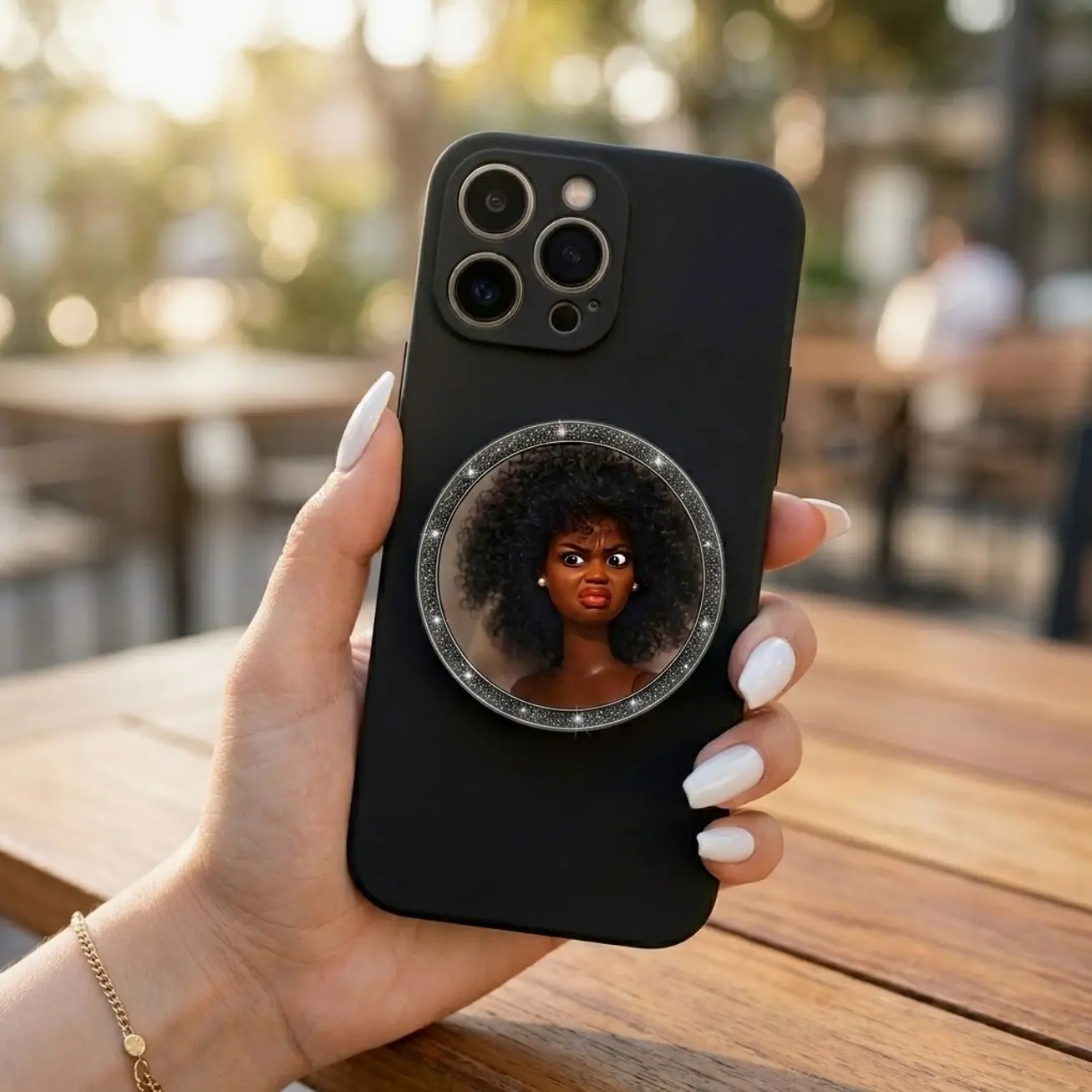Funny Afro Girl Pout Face Magnetic Phone Grip | Black Girl Phone Holder | Cute Sassy Aesthetic Phone Accessory Gift