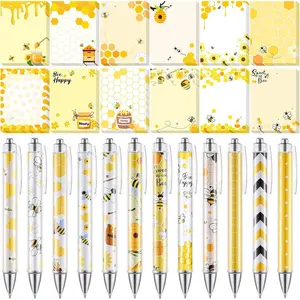 24 count  Sticky Notes with Pens  Themed Gifts Self Adhesive Notepad Cute Memo Notes Pads Black Ink Ballpoint Pen for  Lover Christmas Gifts Office School Students Teacher Supplies