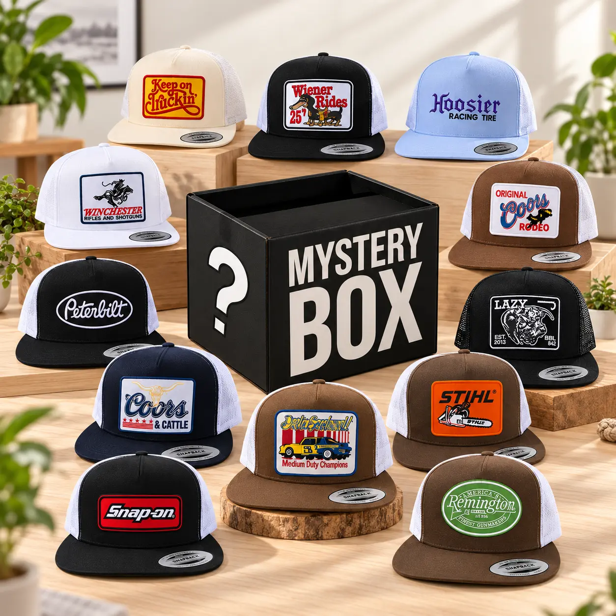 [HOT 2026] Mystery Hat Box Random Keep On Truckin'  Hoosier Winchesters Peterbilt Dale Earhardt Vintage Snapback Trucker Cap Mesh Back Five Panel Hat flatbill 7 Panel camo hat, snapback, ball cap , Mutil Color