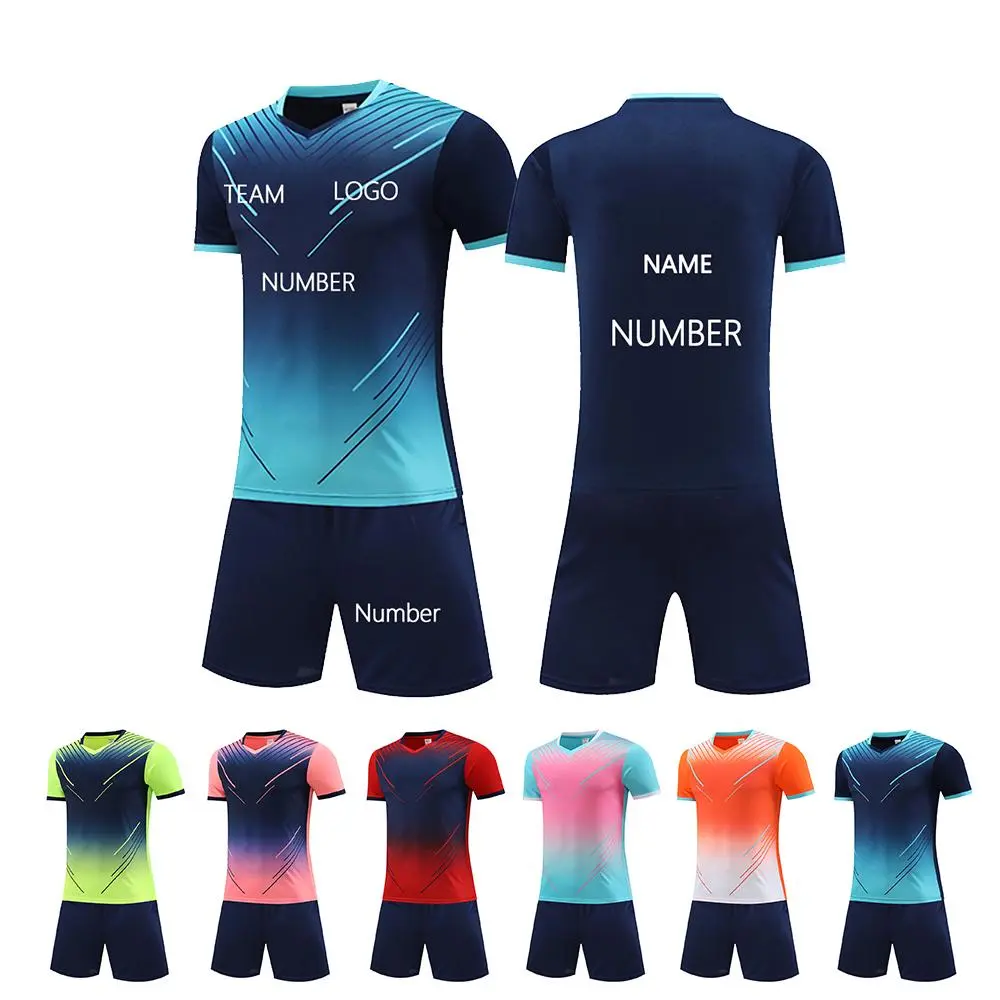 Personalised Soccer Jersey Shirts & Shorts Kit for Men & Women, Breathable Polyester Athletic Top with Name, Number & Team Logo, Athletic Active Tops, Breathable Athletic Top