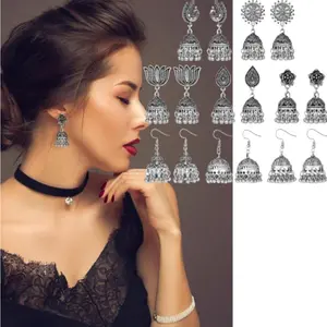 8 Pairs Indian Earrings Metal Bohemian Chandelier Dangle Earring for Women Girls jewelry
