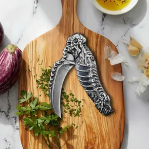 Classic 8.5" Chef's Knife Skull Stonewash Sculpt Metal High Carbon Steel Blade