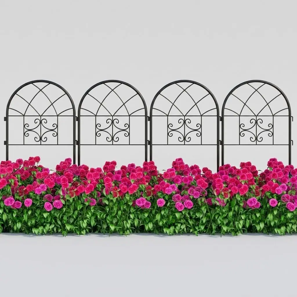 4 PCS Garden Fence For Dogs Outside 26 in H X 20 in L,Metal Outdoor Dog Fence No Dig Fence Panels Garden Edging Border Fence for Animal Barrier Fencing for Flower Beds Yard, Patio, Temporary Rustproof