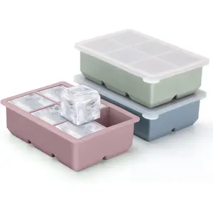 Silicone Ice Cube Trays 3 Pack - Large Size Silicone Ice Cube Molds with Leak Proof Removable Lid Square Ice Cube Tray And BPA Free for Cocktail,Whiskey, Stackable Flexible Ice