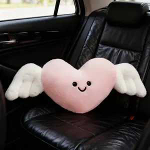 Cute Cartoon Car Pillow Neck Support Cushion, Heart-Shaped Car Seat Headrest Furry, Long Drive Comfort, Travel Relaxation and Rest Accessory