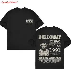 COMBATWEAR Max Holloway Wanted Snow Tee,  Blessed BMF T-shirt, UFC MMA Fan Custom Graphic Design, Gym Wear, Gift for Fighters, Sports Apparel 3L9