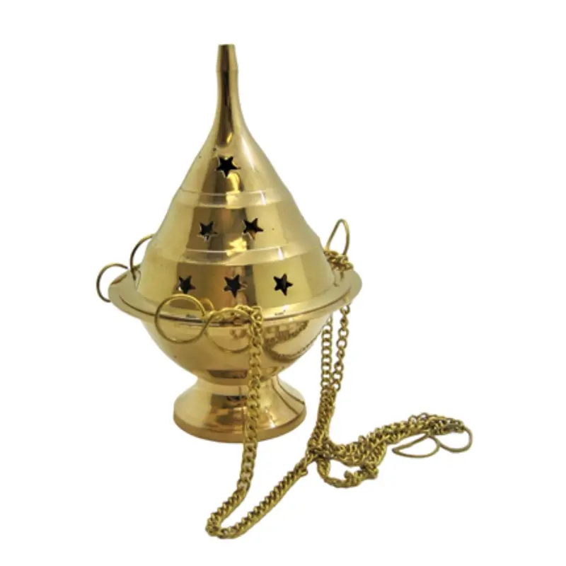 Hanging Brass Censer or Charcoal Burner - Large 7" T
