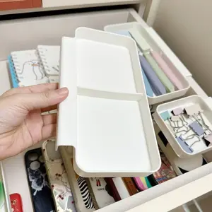Multi-purpose drawer hanging storage box, no need to drill holes, can be clipped on the side of the drawer to maximize space utilization, suitable for dressing tables, desks, and cabinet drawers, perfect for storing cosmetics, stationery, and small access