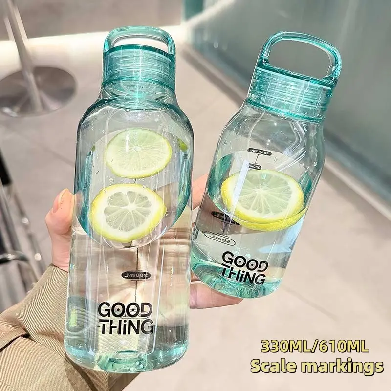 1pc Leak Proof Portable Plastic Traveler Water Bottle with Measurement Marks for School, Home, Office, Travel, Camping, Hiking, Party, Outdoor, Summer Drinks, Perfect for Students, Boys and Girls, Drinkware