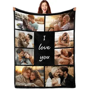 Ship Next Day, Custom Blanket with Picture Customized Photo Blankets Customize, Customizable Blanket, Personalized Christmas  Gifts for Couple, Girlfriend, Boyfriend, Mom, Dad, Wife, Husband