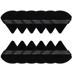 12PCS Triangle Powder Puff Set – Soft Velour Makeup Puffs for Loose Powder & Foundation, Reusable Wet & Dry Face Makeup Sponges
