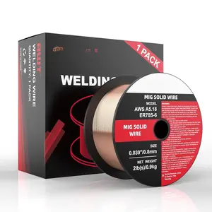 Solid MIG Welding Wire, ER70S-6 Gas Solid Carbon Steel Mig Wire with Low Splatter, .030" 2-Pound Spool, Pack of 1