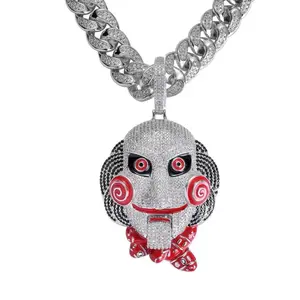 The "Joker" Hip-Hop Style Statement Piece: Chunky Chain & Full-Pavé Moissanite Necklace with Pendant — Men's Jewelry