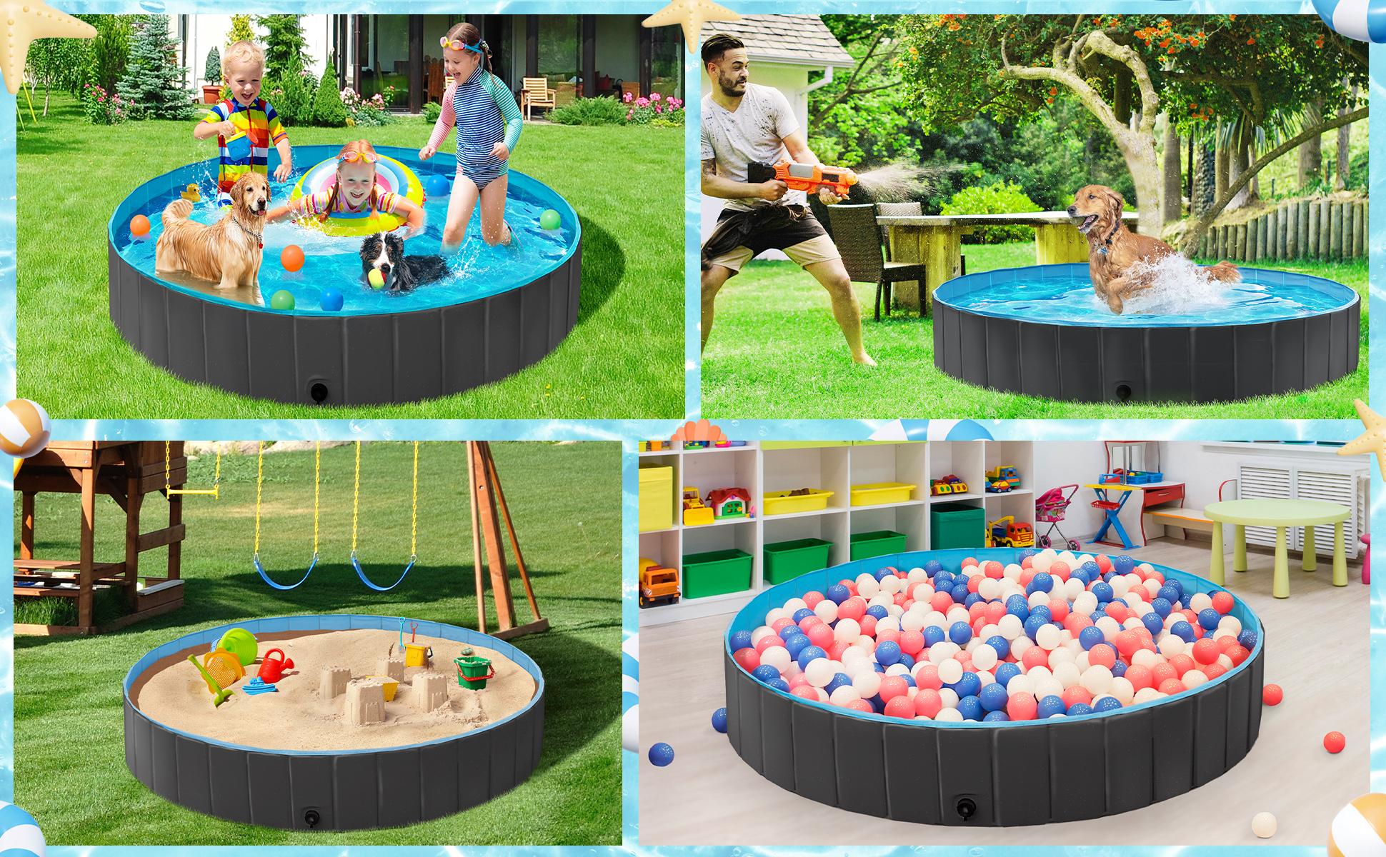 【All Size】Yaheetech Cooling Foldable Pet Swimming Pool, Portable Dog Bath Tub Indoor and Outdoor, PVC Portable Wash Tub for Pet Dogs for Garden/Beach/Yard/Home Use