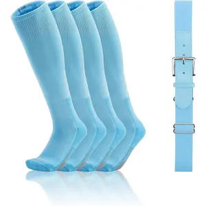 QBK Toddler Baseball Socks And Belt Youth Softball Tee Ball Combo Set for Boy Girl (2 Pairs of Socks & 1 Belt)
