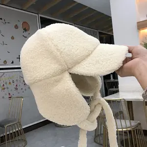 Faux Cashmere Bomber Hats Women Autumn Winter Warm Baseball Caps Outdoor Travel Windproof Earflap Caps