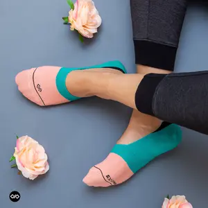 Colorful Cotton Socks: DS Unisex Invisibles (Peach/Turquoise)