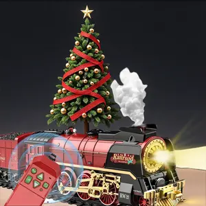 Christmas Train Set with Smoke Sound New Upgrade Remote Control Train Set with Smoke Lights Sound Infrared Control Includes Locomotive Tracks Perfect Toy for 3-8 Years Old Kids Ideal Holiday Gift classic toy trains