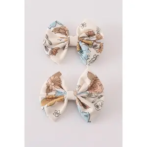 Floral print 2pc hair bow