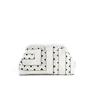 MARIAN PAQUETTE Liette Embroidered Clutch - Taupe & Black