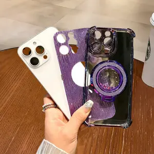 Plating anti drop magnetic  water wave glitter magnetic bracket for iphone16 Pro Max 15 14 13 iPhone case silicone soft shell TPU shockproof