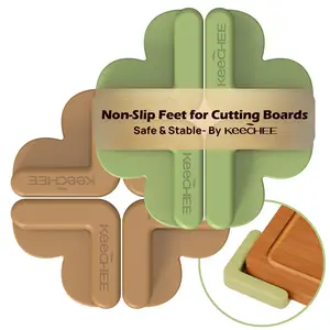 Keechee Non-Slip Silicone Feet for Cutting Boards (2 Pcs), Utensils Stabilizer for Safe Kitchen Use, Fits Knives, Boards, Warm Green & Brown Gift Set