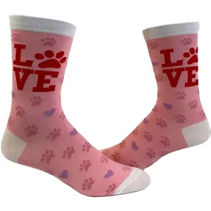 Women's Love Paw Socks Funny Cute Pet Puppy Dog Animal Lover Novelty Footwear Funny Graphic Socks Comfortable Fitted Spandex Cotton