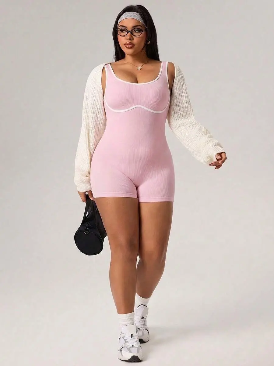 DORRIS Plus Size Women Seamless Sports Jumpsuit