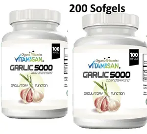 2 Garlic Fresh Extract 5000 mg Cholesterol Health supp 200  Pills gel